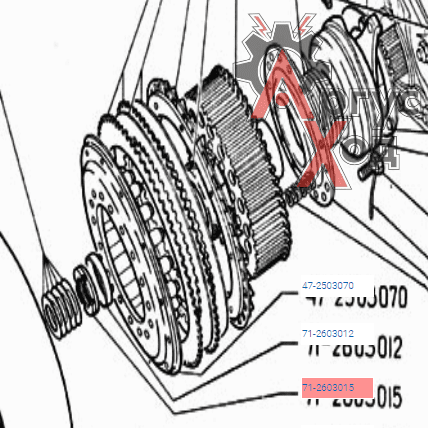 71-2603015 Гайка крепления ведущего барабана фрикциона левая