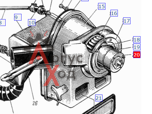 130Т-8101810-11 Крыльчатка с электродвигателем в сборе (улитка) (ракушка)