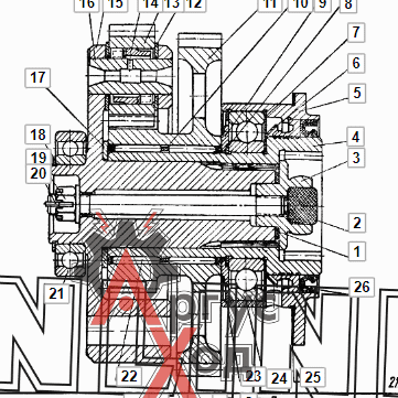 21.10.014 Механизм поворота правый в сборе