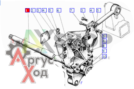 131-2918053 Ось задней балансирной подвески с гайками в сборе