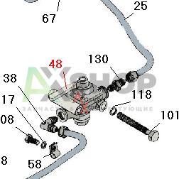 130-3520010 Кран разобщительный пневмотормозов в сборе