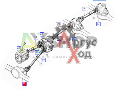 131-2300009 Мост передний со ступицами, тормозными и транспортными деталями в сборе