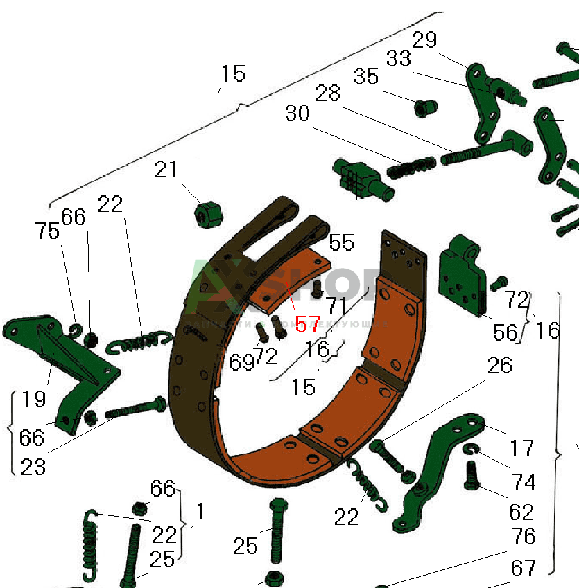 8.23.152 Колодка ленты тормоза МП
