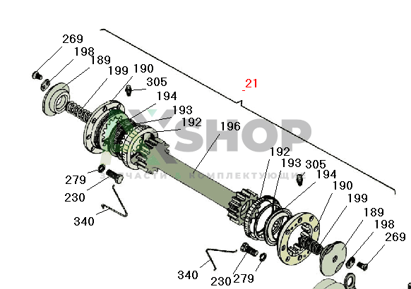 8.10.047 КН Валик карданный левый в сборе  