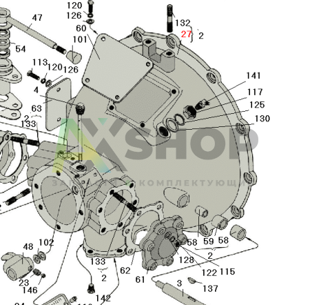 8.12.010 Картер промежуточного редуктора со шпильками