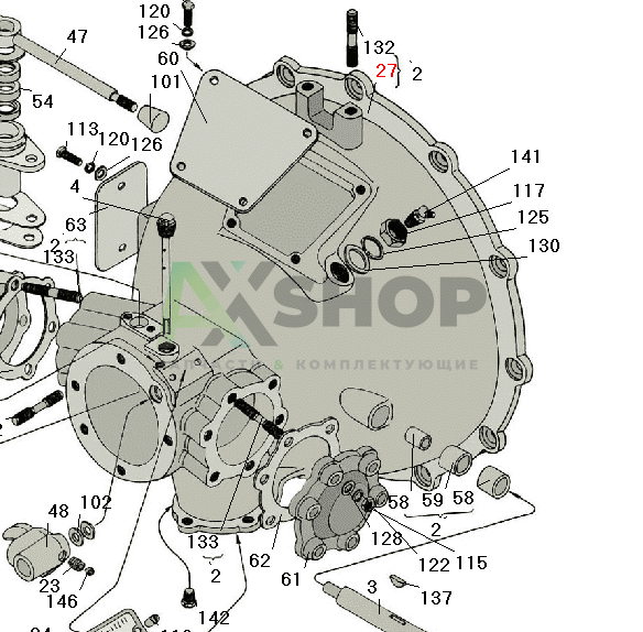 8.12.010 Картер промежуточного редуктора со шпильками