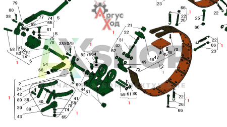 6.23.011 Тормоз остановочный в сборе левый