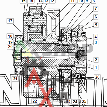 21.10.014 Механизм поворота правый в сборе
