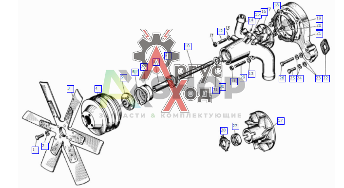 130-1307009-Б3 Водяной насос со шкивом в сборе