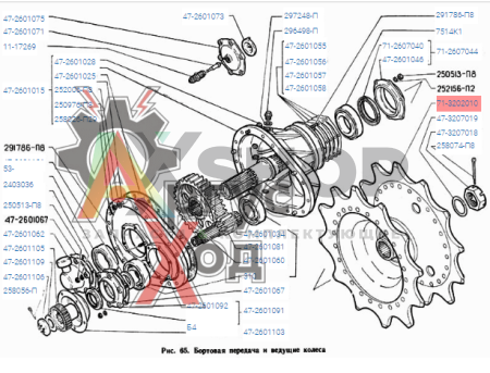 71-3202010 Колесо ведущее (венцы ОШ на заклепках,13 зуб.\ ступица D=65)