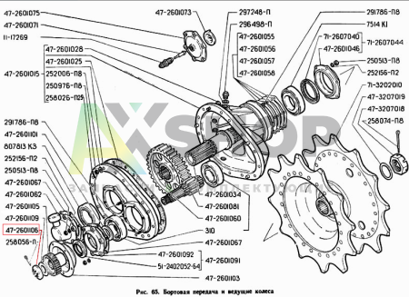 47-2601106 Гайка ведущей шестерни бортовой передачи