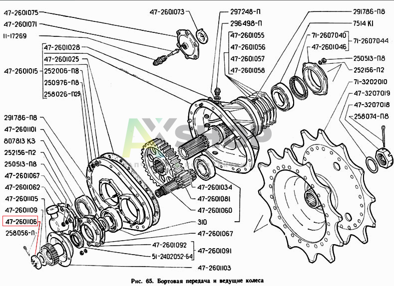 47-2601106 Гайка ведущей шестерни бортовой передачи