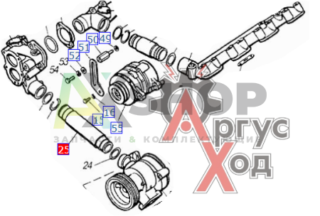 740.1303090 Труба перепускная водяных термостатов