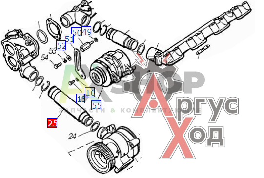 740.1303090 Труба перепускная водяных термостатов