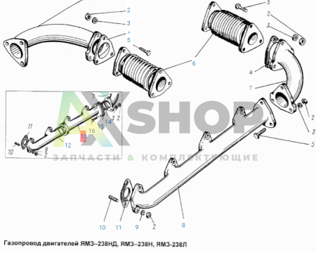 238Н-1008024-Б Коллектор выпускной задний