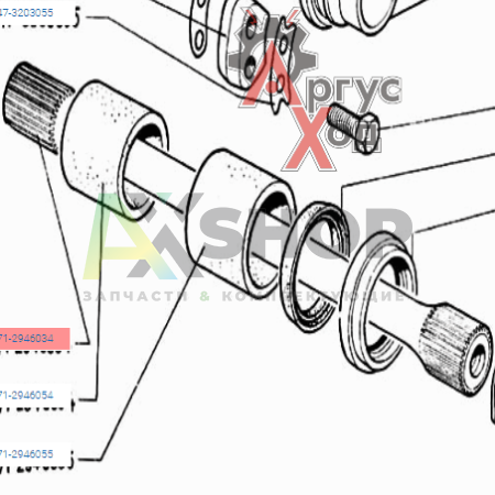 71-2946034 Вал торсионный средних катков (ЛЕВЫЙ)