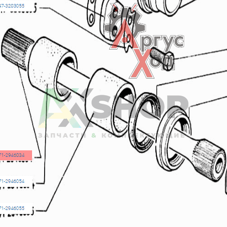 71-2946034 Вал торсионный средних катков (ЛЕВЫЙ)