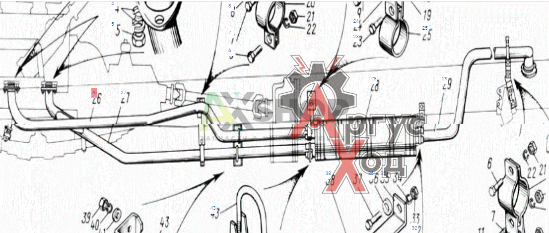 131-1203011-Б2 Труба глушителя приемная с газоотборником левая в сборе