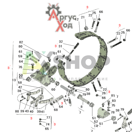 6.23.015 Тормоз остановочный в сборе правый