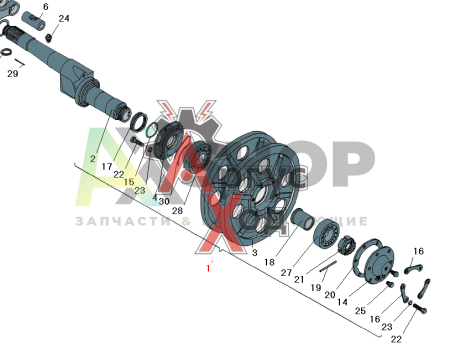Колесо направляющее в сборе с осью 8.31.040-1