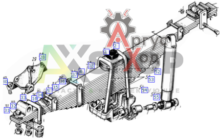 131-2902007-12  Рессора передняя со стяжными хомутами в сборе 17 листов