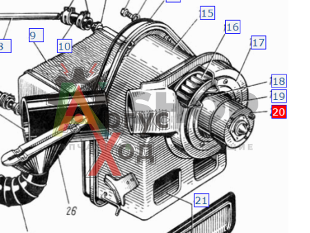 130Т-8101810-11 Крыльчатка с электродвигателем в сборе (улитка) (ракушка)