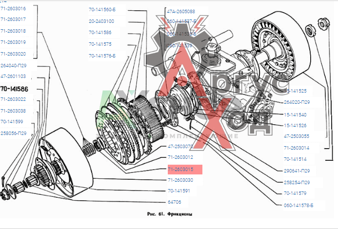 71-2603015 Гайка крепления ведущего барабана фрикциона левая