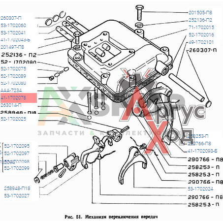 41-1702078 Палец блокирующий валика переключения коробки передач