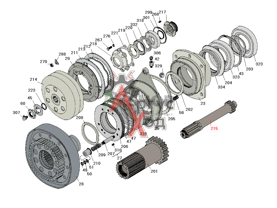 8.10.532 Вал фрикциона левый