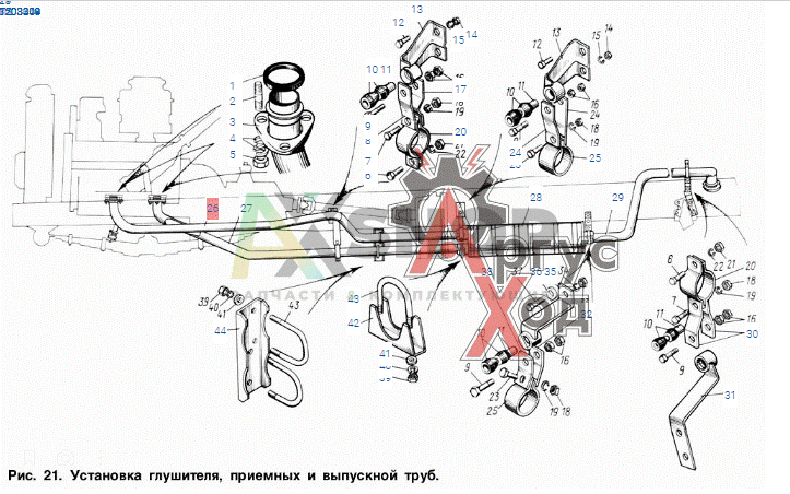 131-1203011-Б2 Труба глушителя приемная с газоотборником левая в сборе